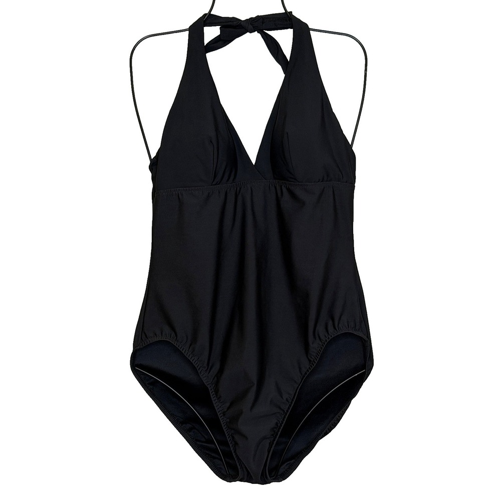 MagicSuit One Piece Swimsuit Size 12 Black Halter Top Padded‎ Bra Tummy Control